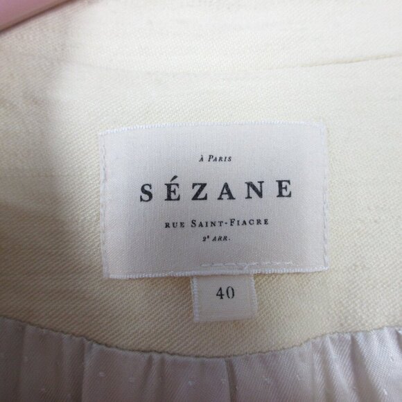 Sezane Christie Jacket Women Blazer 40 Butter Yellow Linen Career Preppy 766 - Picture 3 of 16